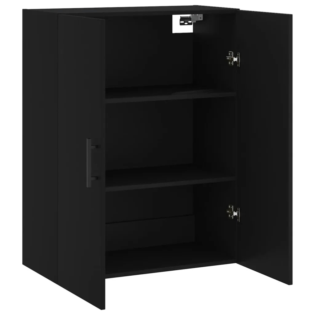 Elegante mobiletto a parete con ampio spazio contenitivo 69,5 x 34 x 90 cm realizzato in legno composito nero 02_0048597
