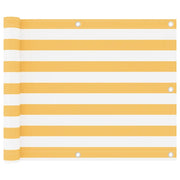 Paravento da Balcone Bianco e Giallo 75x400 cm Tessuto Oxford