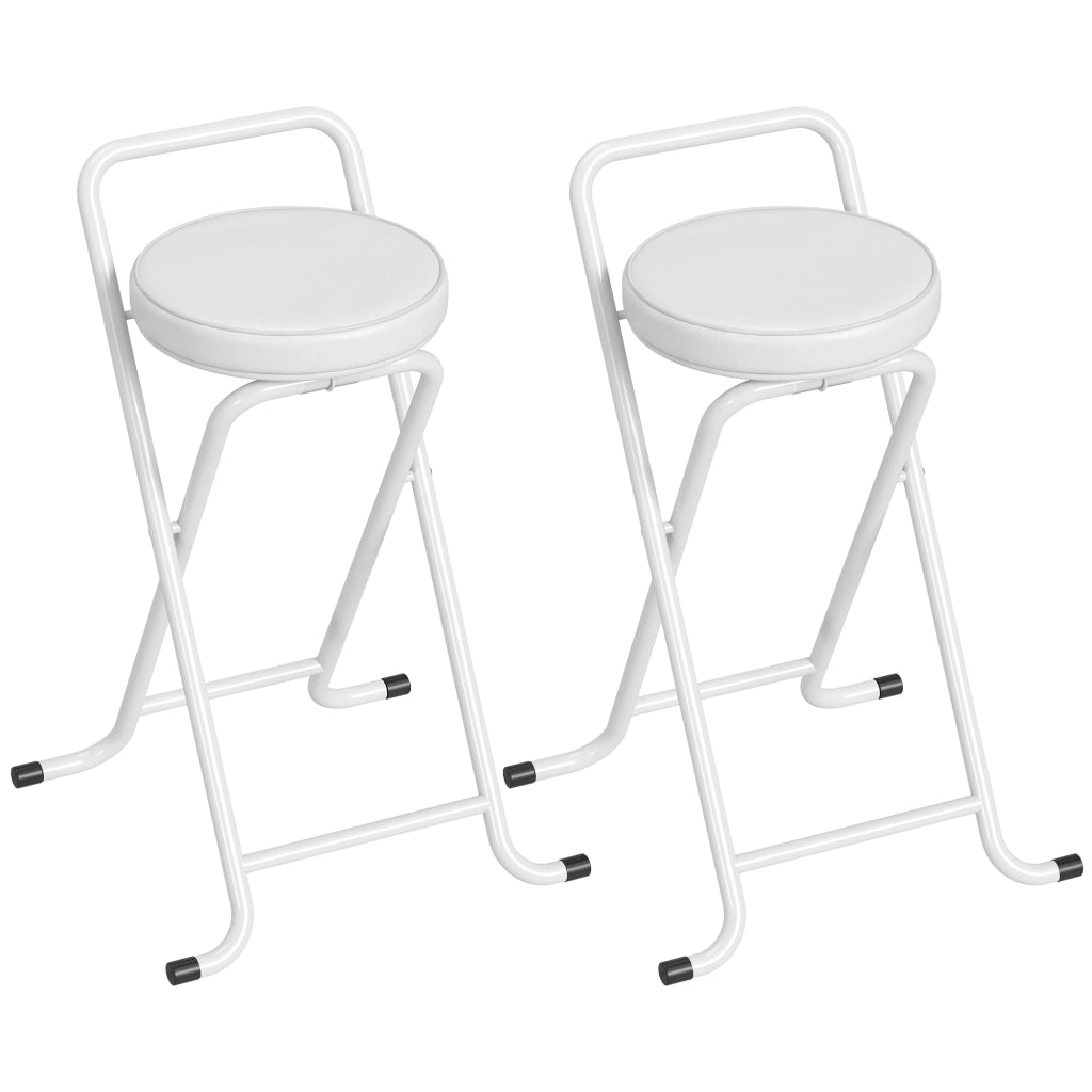 Sgabelli da Bar Pieghevoli 2 Pezzi ¨C Zephmum ¨C Imbottiti Struttura in Metallo Colore Bianco 63H