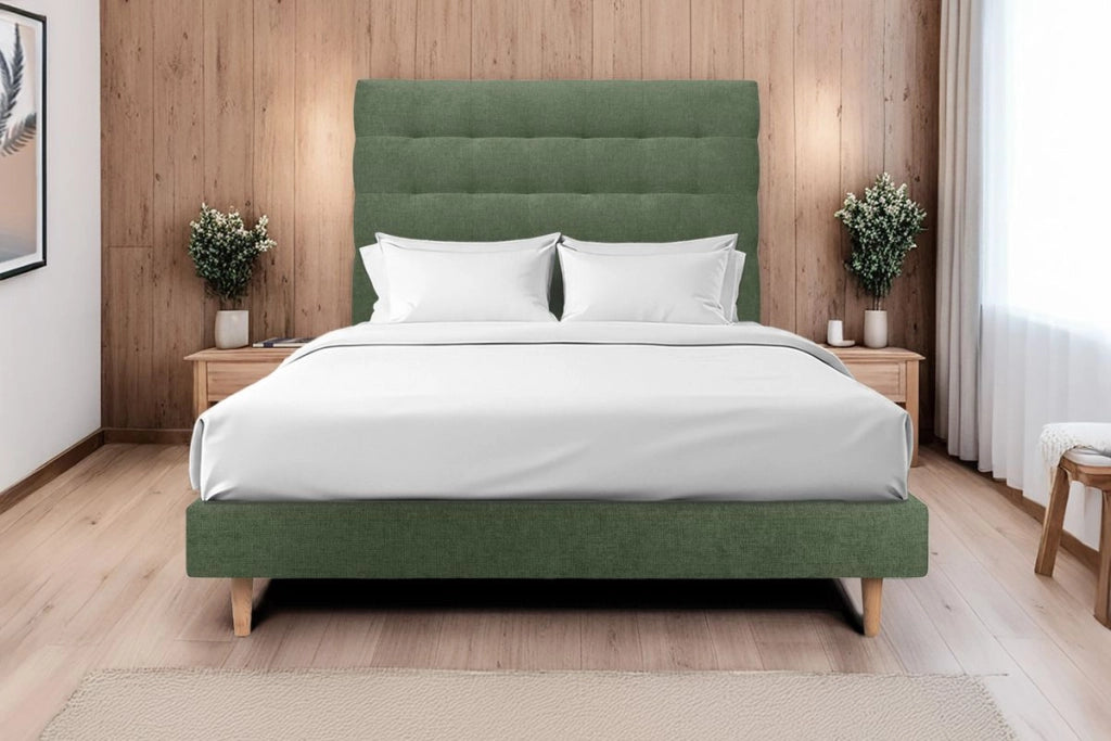 Letto 135x190 cm con testata imbottita - Tessuto Tela opaca