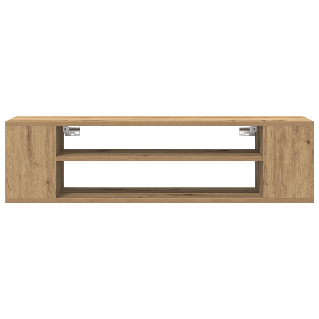 Mobile TV da muro  in rovere artigianale, 100x30x26,5 cm, in legno ingegnerizzato