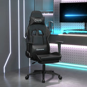 Sedia da Gaming con Massaggio e Poggiapiedi Nera in Similpelle 345465