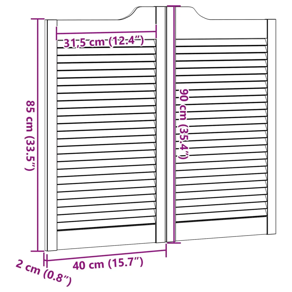 Porte Swing 2 pcs Naturale Legno Massello di Pino 42047164