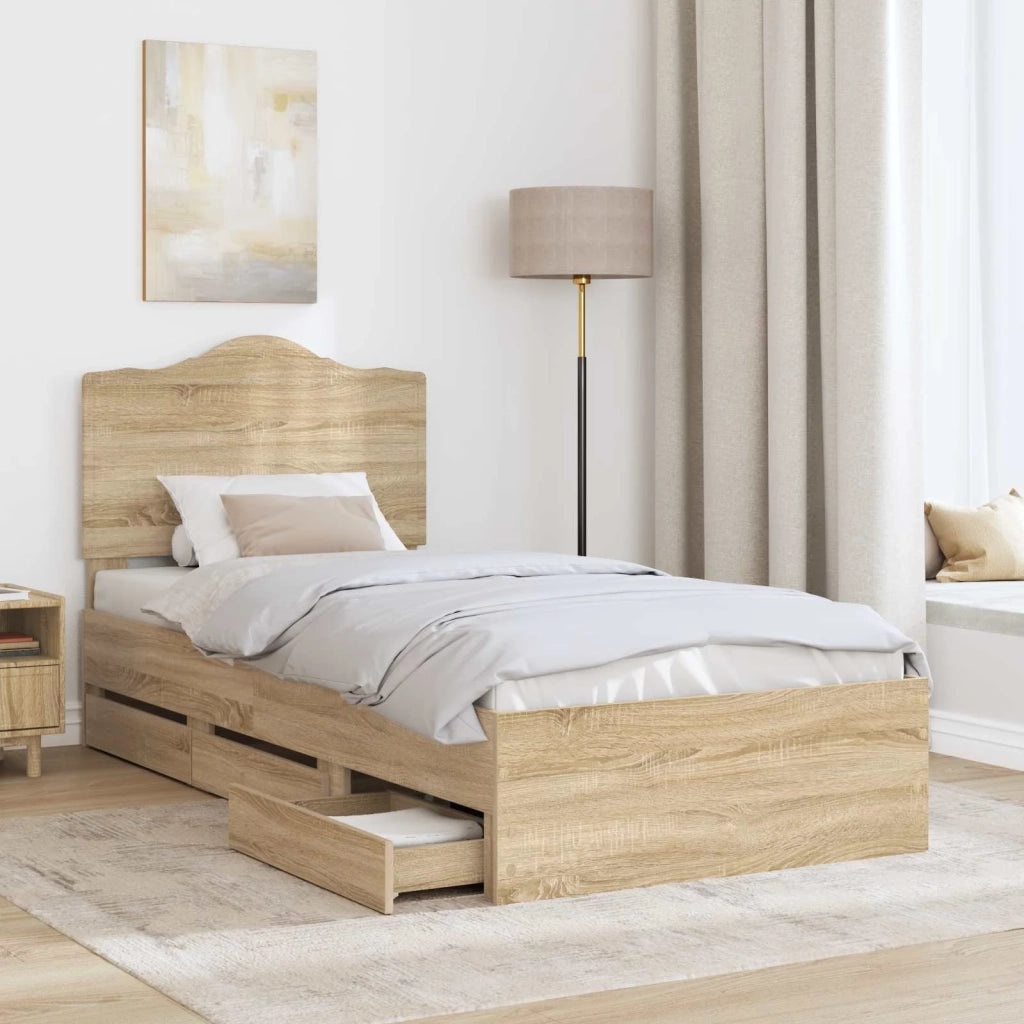 Struttura del letto con cassetto Rovere Sonoma 75 x 190 cm 3413466