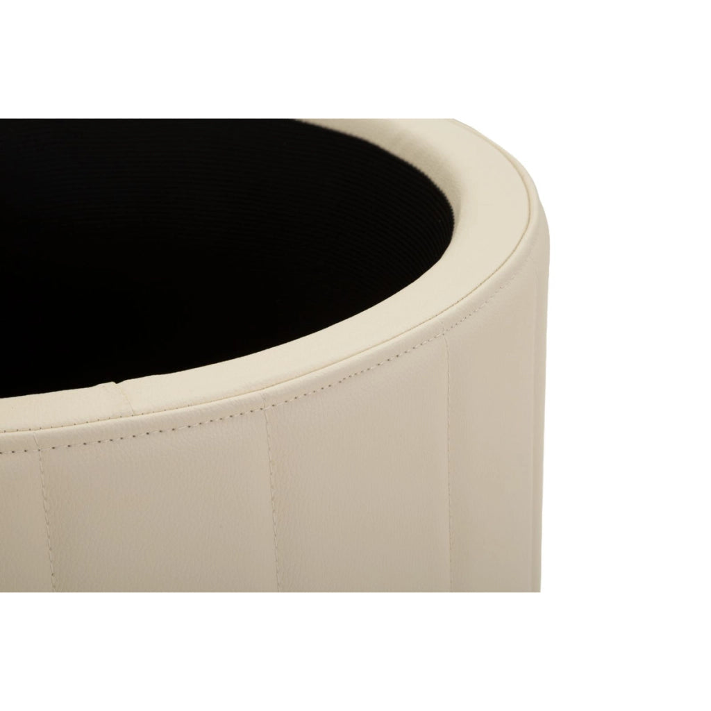 Pouf contenitore London crema con base in metallo oro