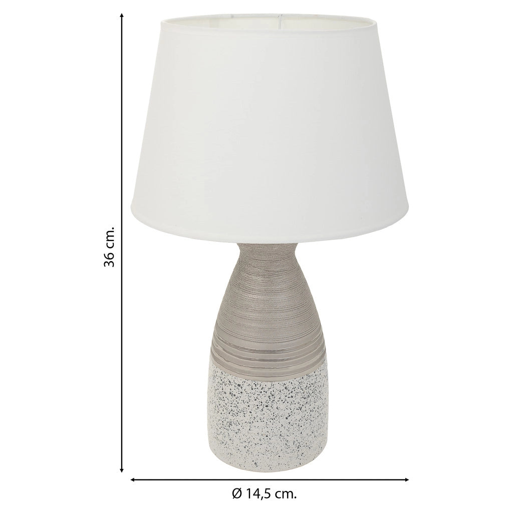 Lampada da tavolo in ceramica argento 14,5x14,5x36h