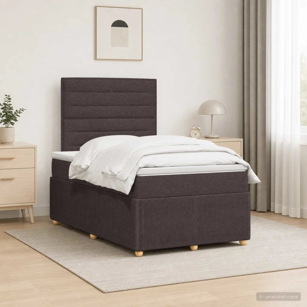 Letto Box Spring LED con Materasso Marrone Scuro 120 x 200 cm 3455828
