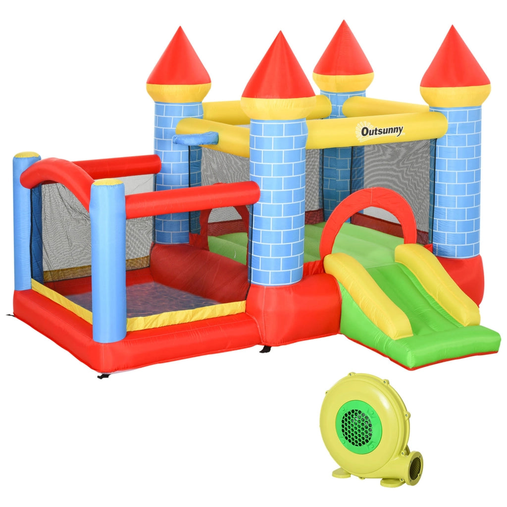 Castello Gonfiabile per Bambini con Trampolino e Scivolo ¨C Zephmum ¨C 280x260x210 cm Multicolore