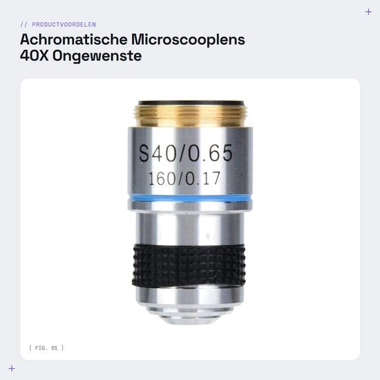 Obiettivo Microscopico 40X di Alta Potenza - Obiettivi Achromatici - Lega di Alluminio - Montaggio a 20 mm - Stabile e Duraturo - Lunghezza del Tubo 160 mm - Obiettivo