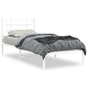 Letto singolo | Letto per adulti | Giroletto con Testiera Metallo Bianco 90x200 cm