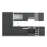 Cucina componibile Fame-Line Antracite rustico/Bianco 355 cm, PL Antracite Vicco