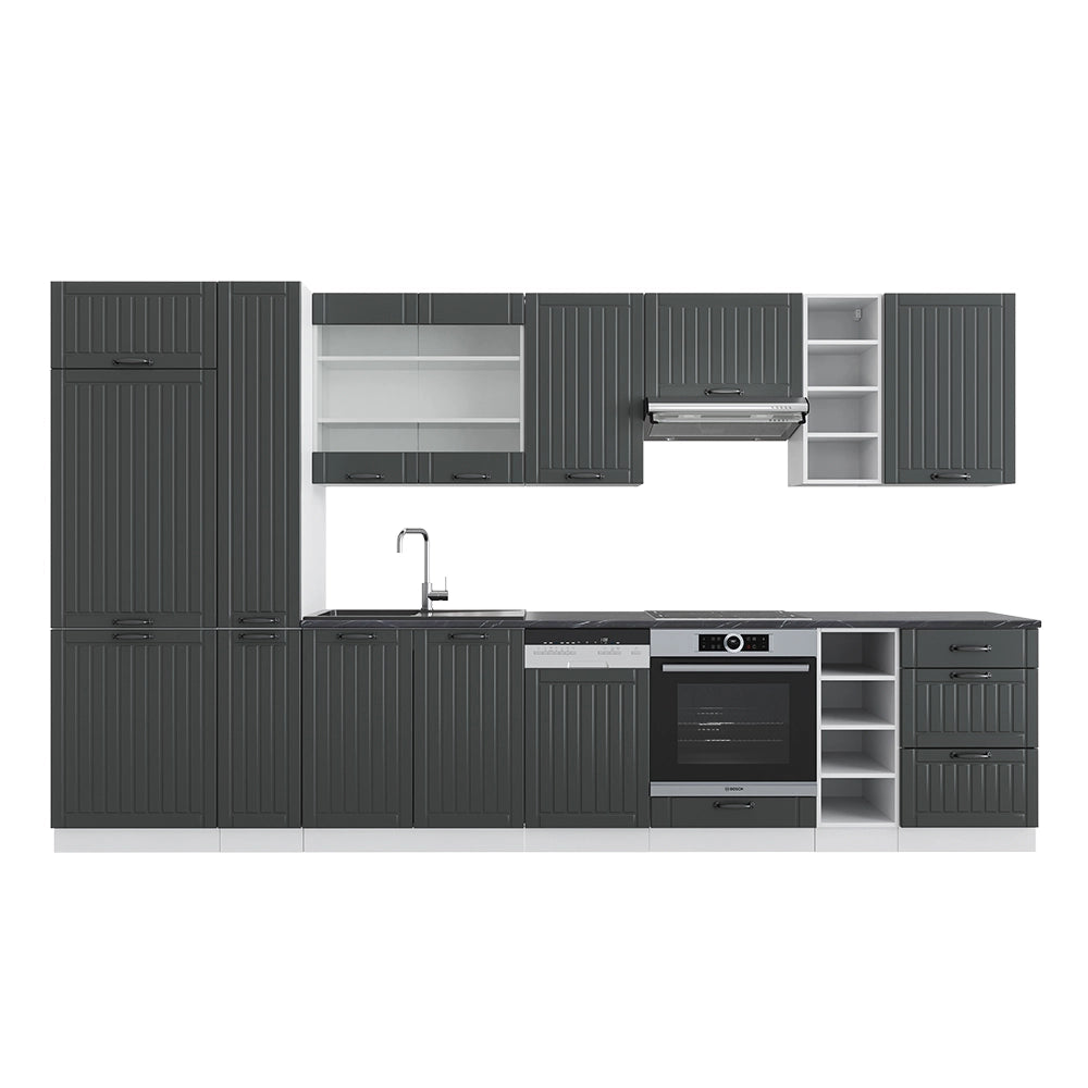 Cucina componibile Fame-Line Antracite rustico/Bianco 355 cm, PL Antracite Vicco