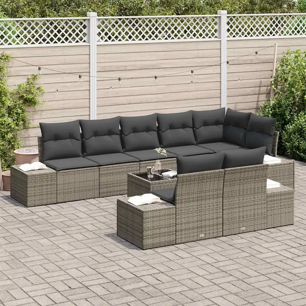 Set Divano da Giardino con archiviazione Grigio Poly Rattan 3355788