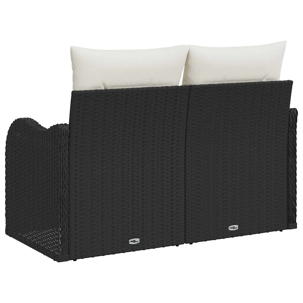 Divano da giardino con cuscino Nero 121 x 62 x 69cm polyrattan 42006712