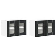 Pensile da cucina | Mobile in vetro da parete LUCCA 2 pz Nero 60 x 31 x 40 cm