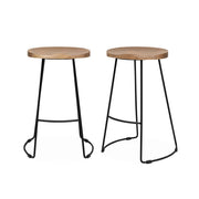 Set di 2 sgabelli da bar in legno di mango e acciaio, 65cm, marrone