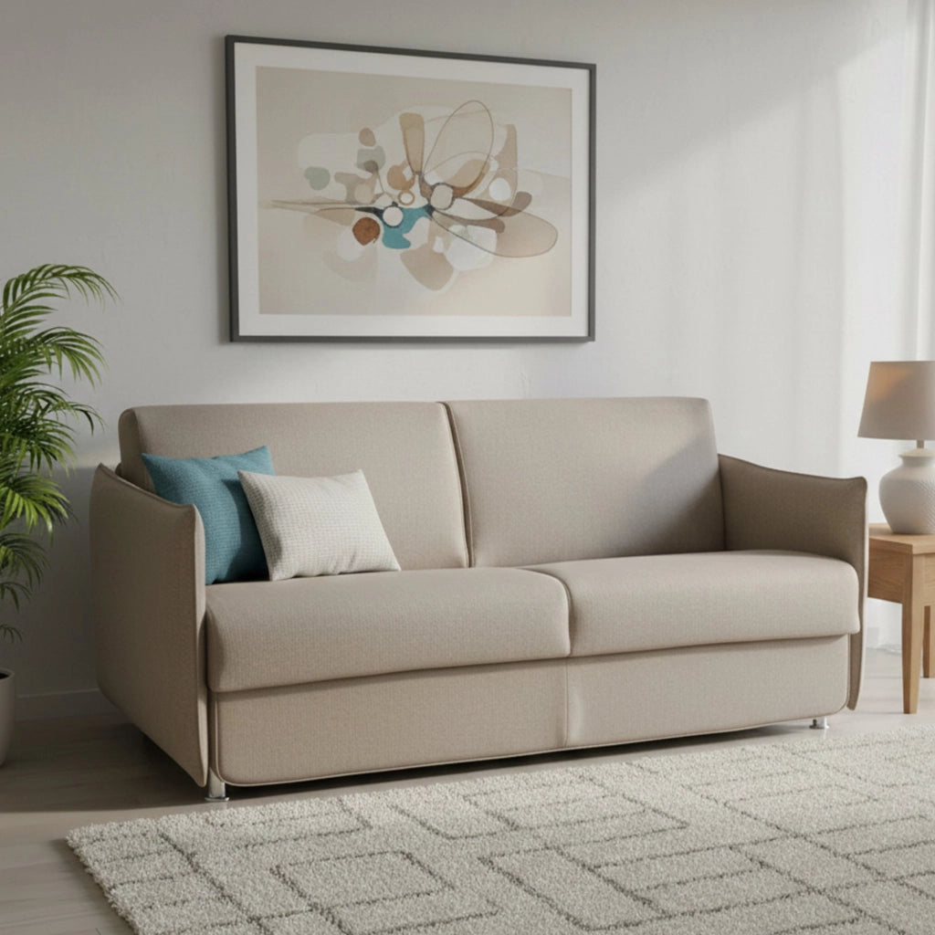 Cecina, Divano Letto 3 Posti Sfoderabile Made in Italy, 200x95 cm Grigio Tortora