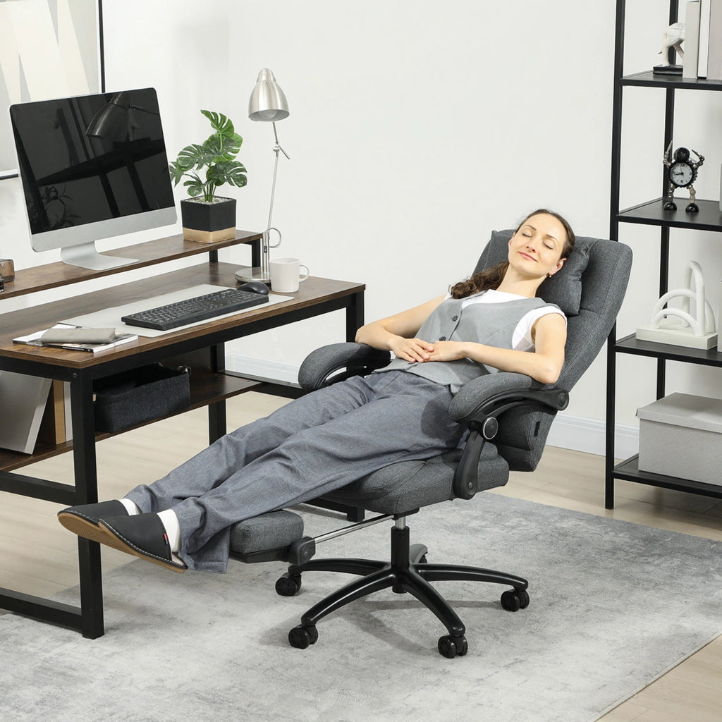 Sedia da ufficio massaggiante ¨C zephmum ¨C Grigio scuro, struttura in metallo, rotelle