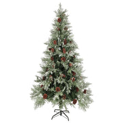 Albero di Natale con Pigne-Albero Natalizio Verde e Bianco 225 cm in PVC e PE