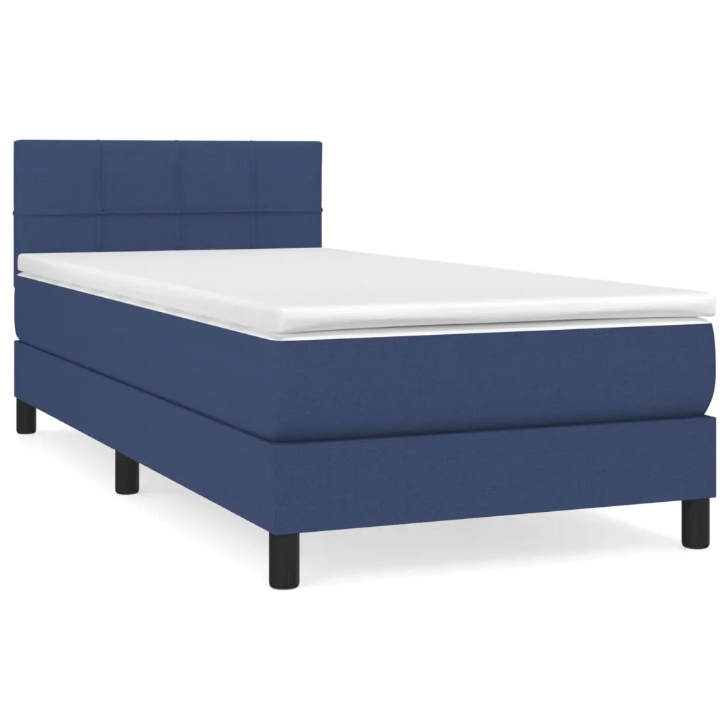 Giroletto a Molle con Materasso-Struttura Letto Blu 100x200 cm in Tessuto 626470