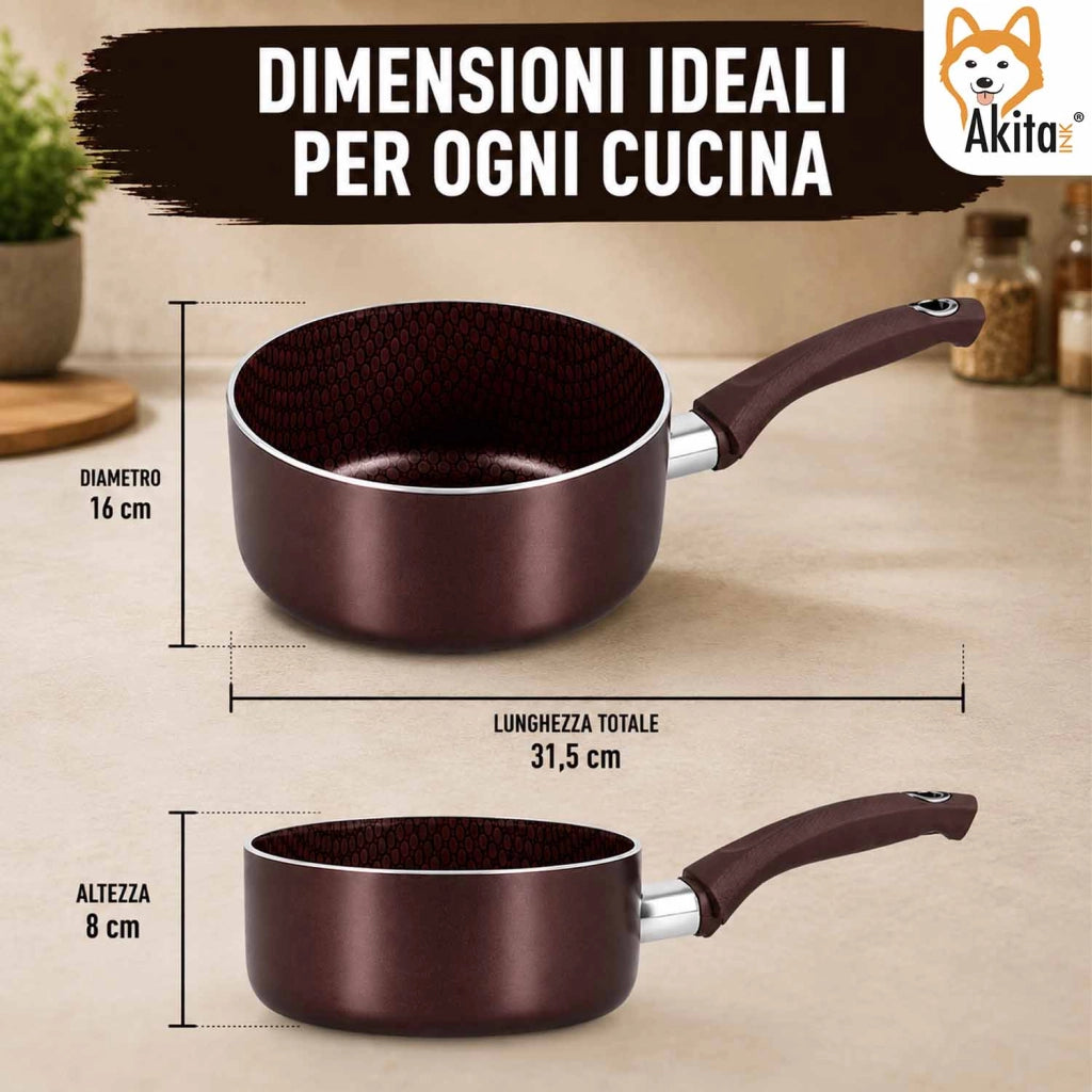 Akitaink Casseruola 16 cm Induzione Marrone
