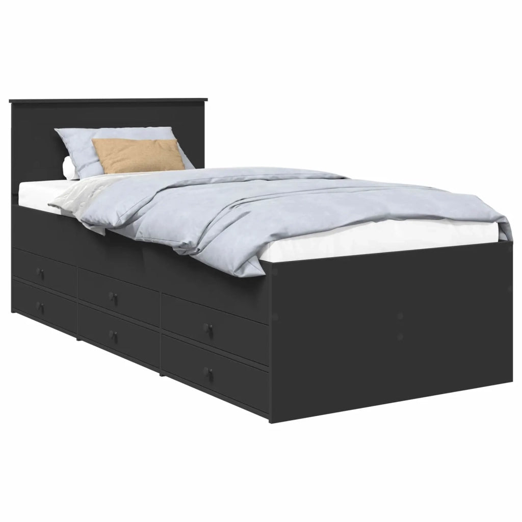 Daybed con cassetto Nero 75 x 190 cm Legno multistrato
