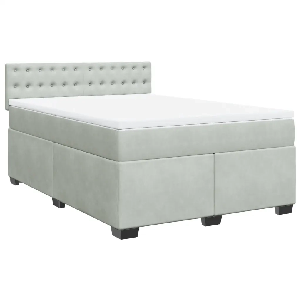 Giroletto a Molle con Materasso Grigio Chiaro 140x190cm Velluto 3288618