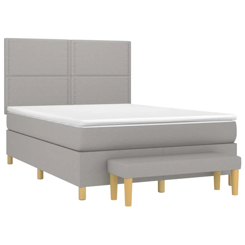 Giroletto a Molle con Materasso Grigio Chiaro 140x200cm Tessuto 3137077