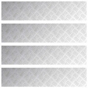 Gradini per Scale 4 pz | Tappetini per scale autoadesivi Argento 90 x 20 cm Alluminio