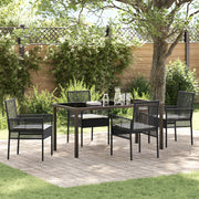 Set da Pranzo da Giardino 5 Pezzi con Cuscini in Polyrattan Nero