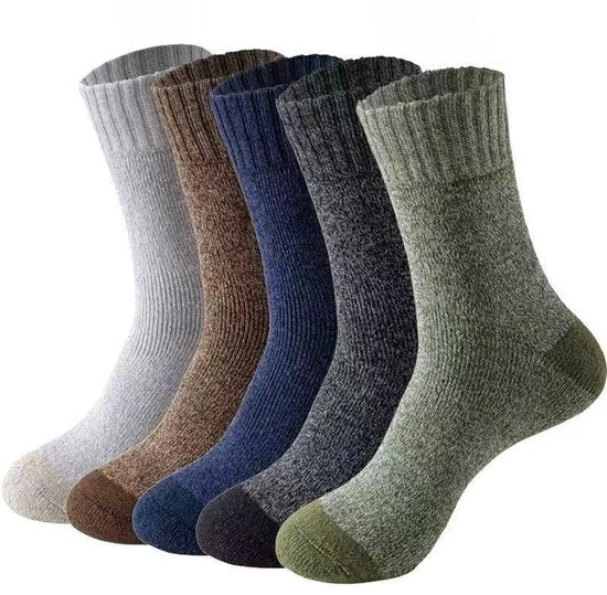 Sokke per uomo, 5-pack, calzature invernali robuste e calde, calzature da trekking, calzature morbide e casual per uomo.