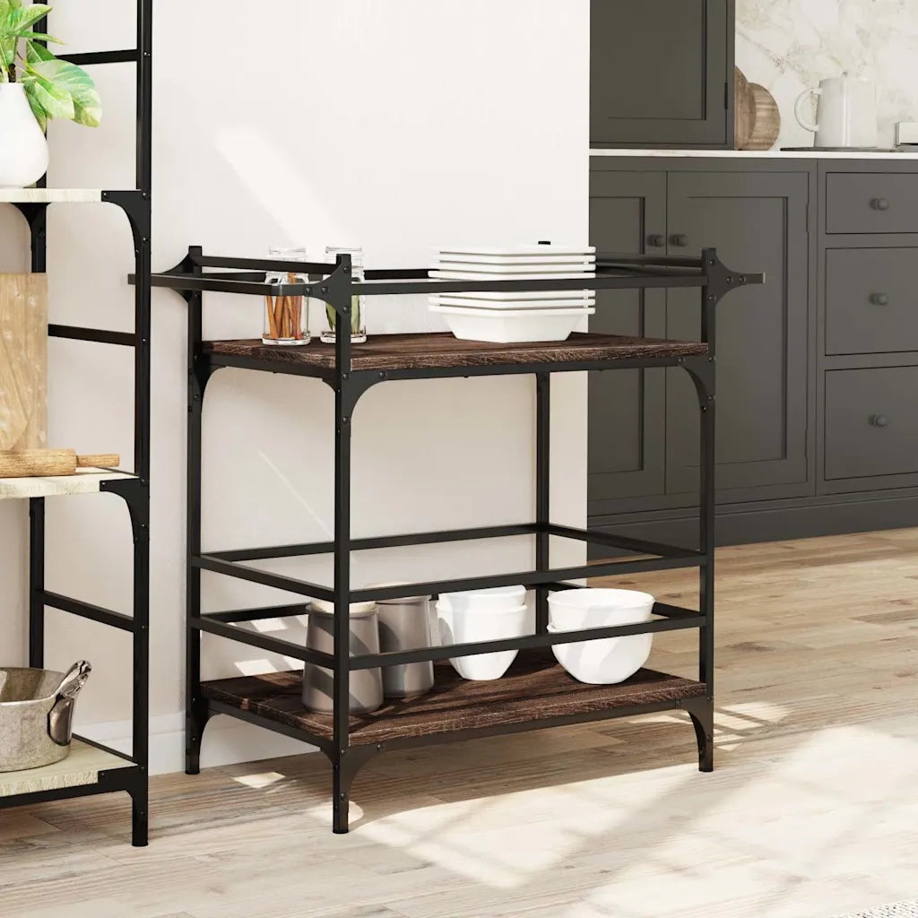 Carrello Cucina Rovere Marrone 82x40x78,5 cm Legno Multistrato CFW7769722