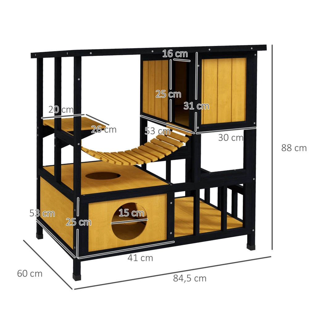 Casetta per Gatti con Rampa e Piattaforma ¨C Zephmum ¨C Verde 84.5x60x88 cm