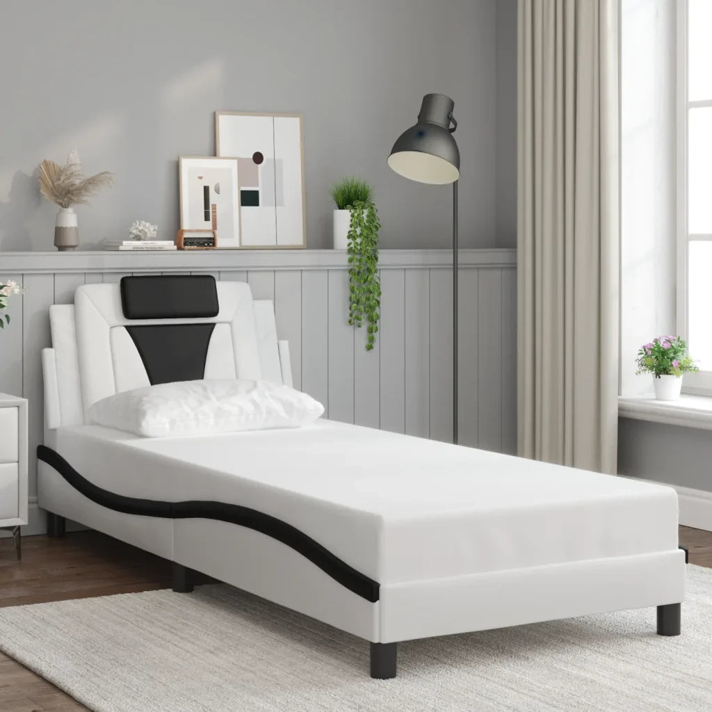 Giroletto Viana con LED senza Materasso Bianco e Nero 90x190 cm 3213993