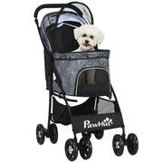 Carrello per Cani Pieghevole con Cestino Grigio ¨C zephmum ¨C 81x48x99 cm