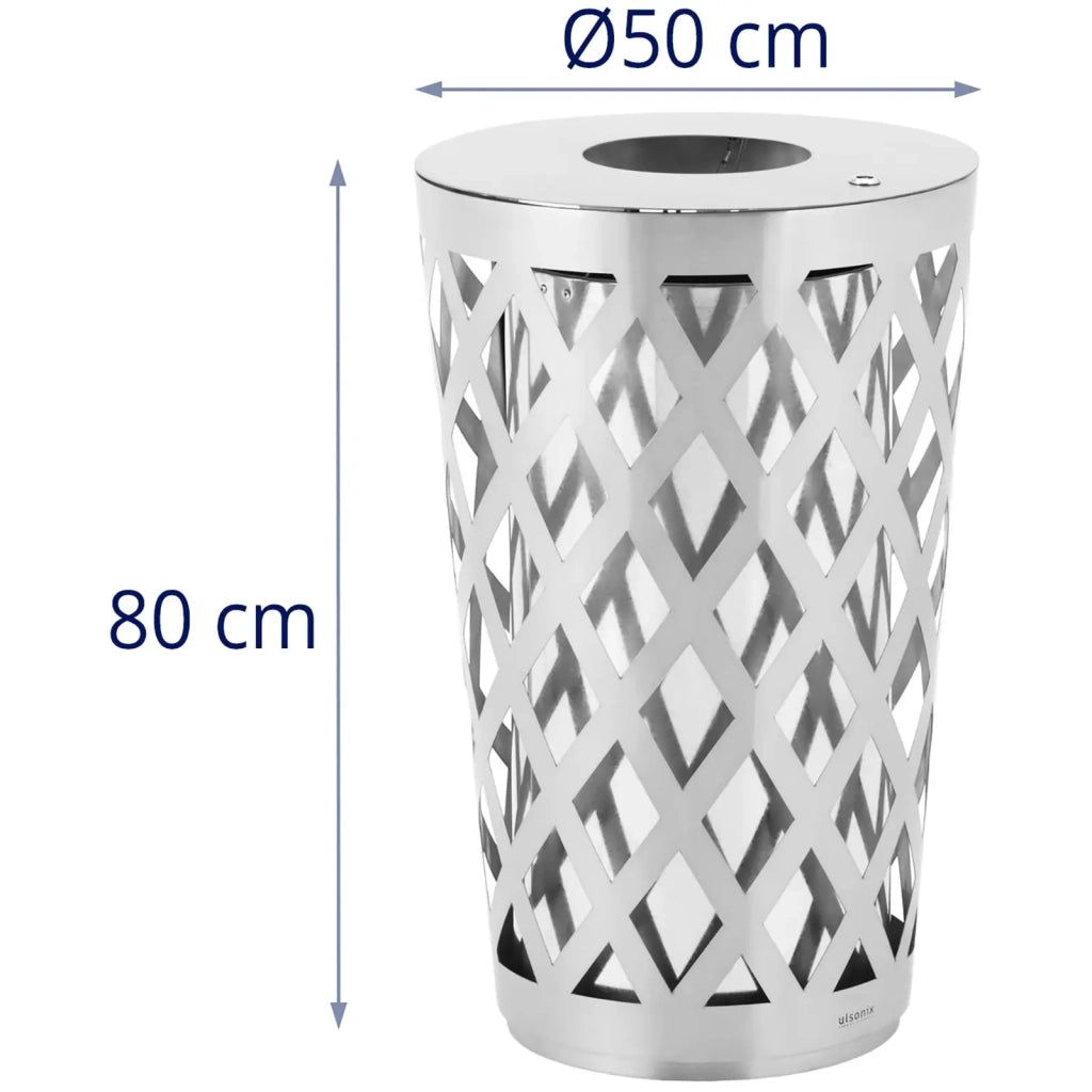 Pattumiera rotonda da esterno 50 x 50 x 80 cm grigio acciaio inox 14_0009749
