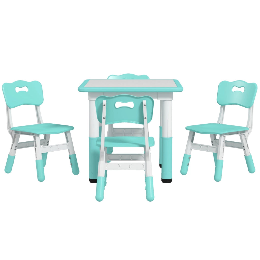 Set Tavolo e Sedie per Bambini 5pz ¨C zephmum ¨C Verde, 60x60x46-58 cm