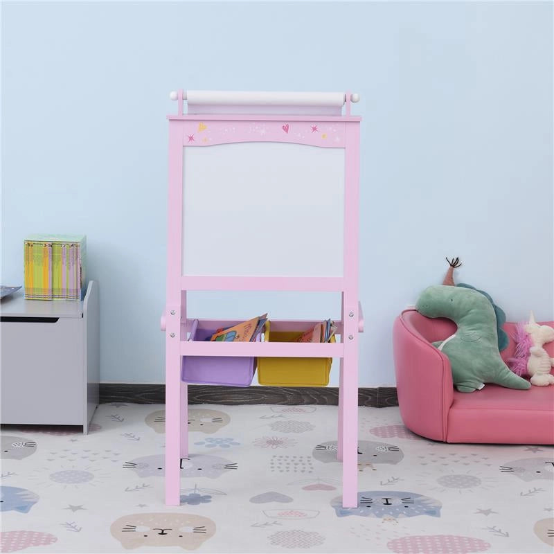 LAVAGNETTA PER BAMBINI 3 IN 1 CON RULLO FOGLI DI CARTA IN LEGNO ROSA