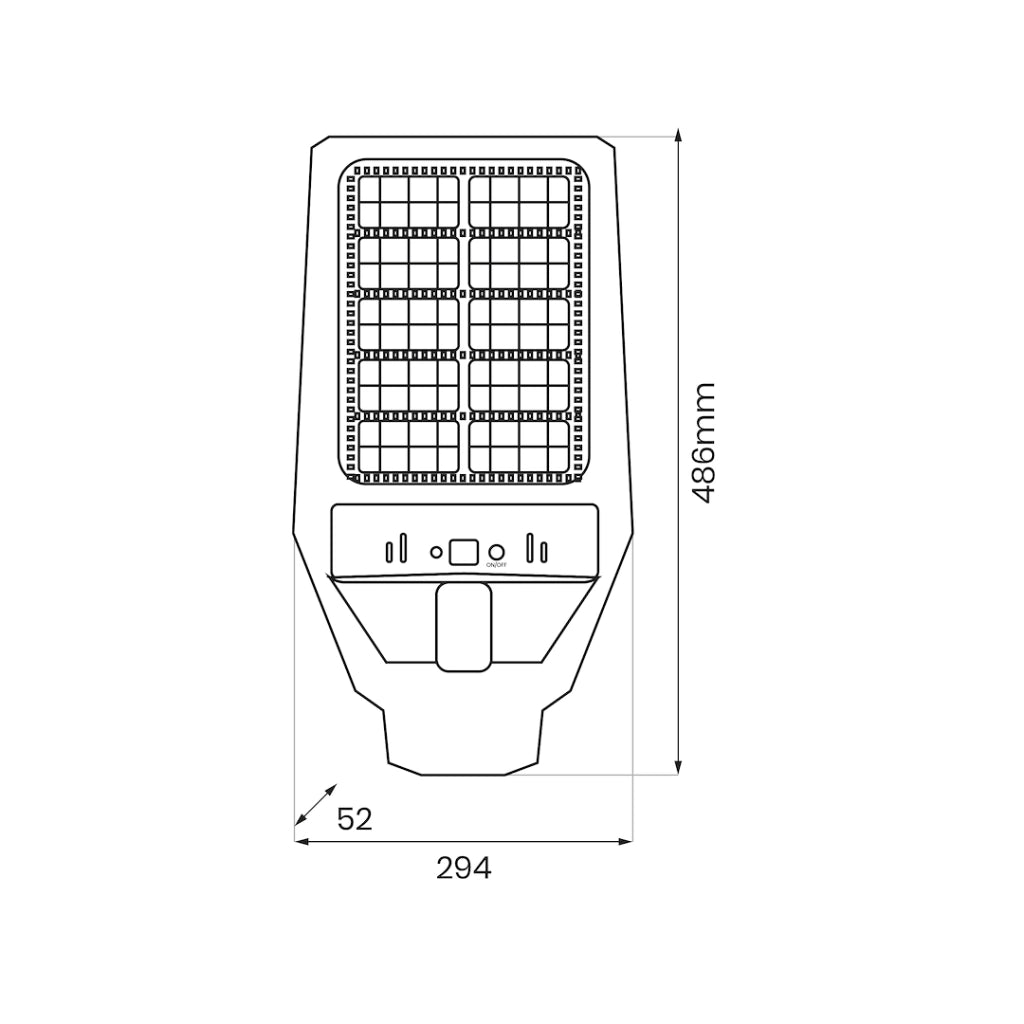 Lampione solare nero LED 300W 6500K sensore+tele IP65
