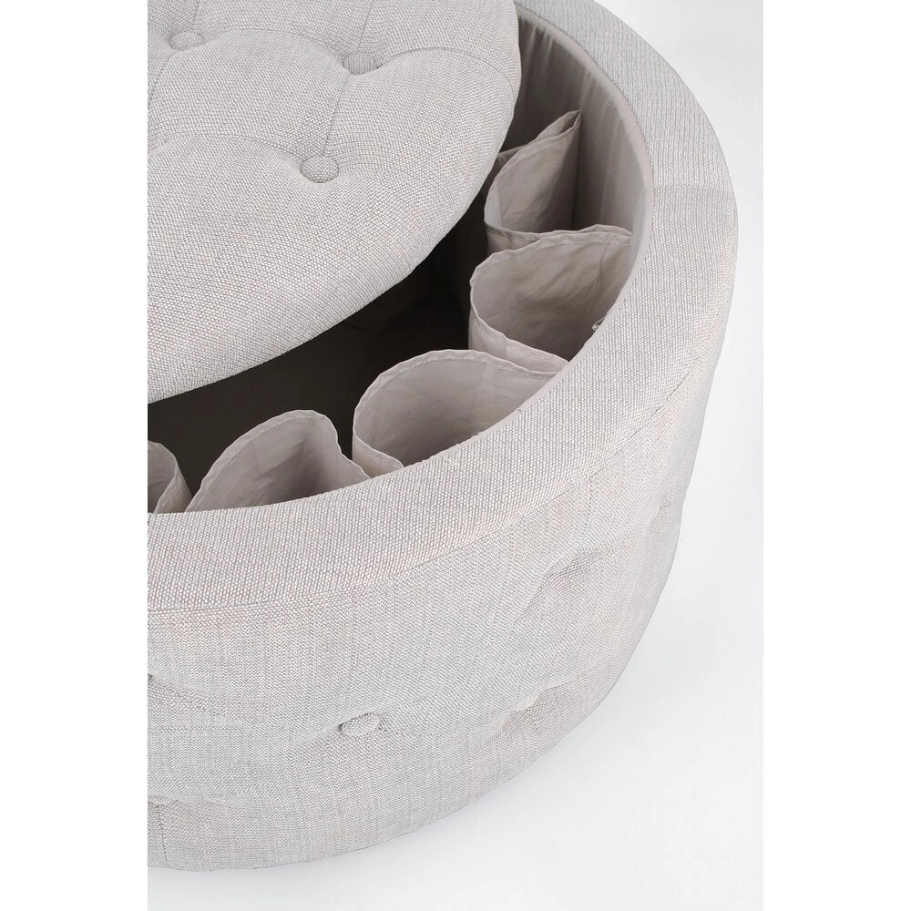 Pouf Rotondo Contenitore Porta Scarpe Trapuntato in Tessuto - LEE