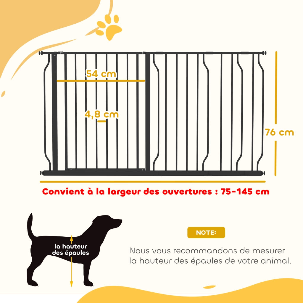 Barriera di Sicurezza Regolabile per Animali Domestici ¨C zephmum ¨C 145L x 76H cm Nero