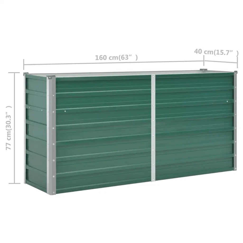 Fioriere | Cassetta per fiori | Letto Rialzato Giardino in Acciaio Zincato 160x40x77 cm Verde