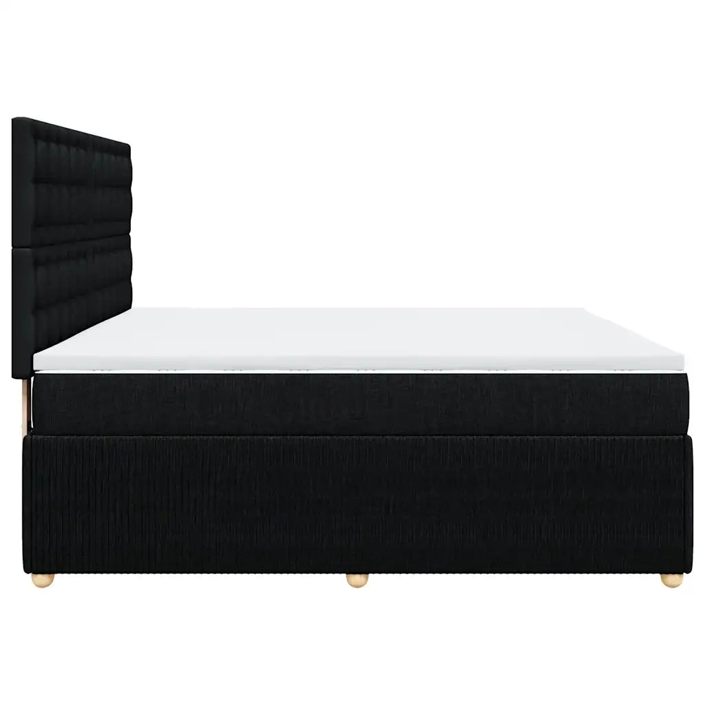 Giroletto a Molle con Materasso Nero 180x200 cm in Tessuto