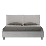 BS COM Letto matrimoniale contenitore doppia alzata 160x190 Cemento cuscini similpelle tortora