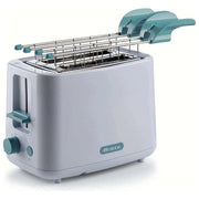 Ariete 157 Tostapane Breakfast, 760W, Capacità 2 fette di pane, Pinze in acciaio inox, 7 livelli di doratura, Pulsante stop, Tocco freddo, White & Aegean Teal