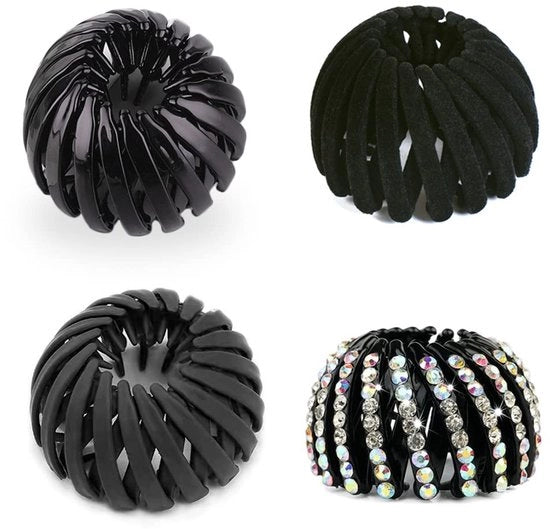 Spille per capelli Vogaluce - 4 pezzi - Espandibile - Nero - Plastica - Dimensioni 4 x 6 cm - Clip per capelli