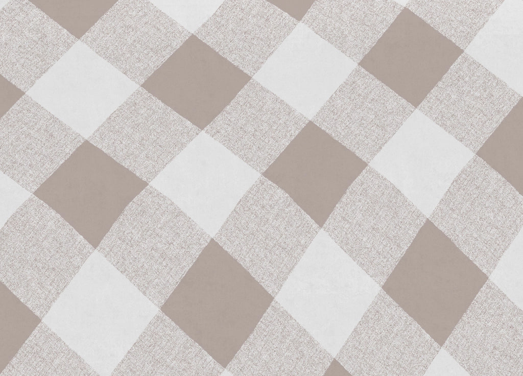 Telo Arredo Multiuso Linea Pensieri Delicati In Cotone Disegno Lovely Check - Matrimoniale - Beige