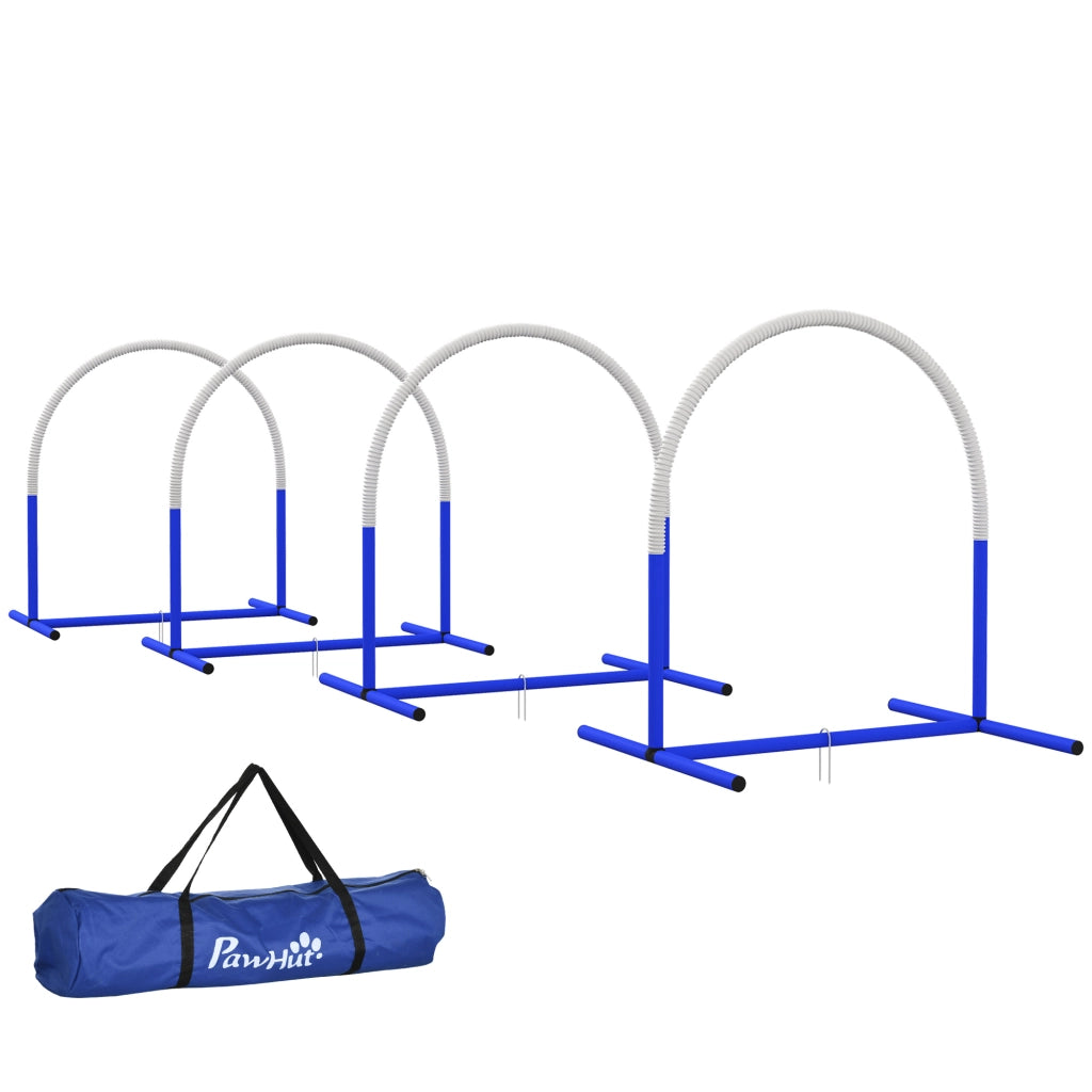 Set Agility per Cani 4 Pezzi con Borsa Trasporto ¨C Zephmum ¨C Bianco e Blu