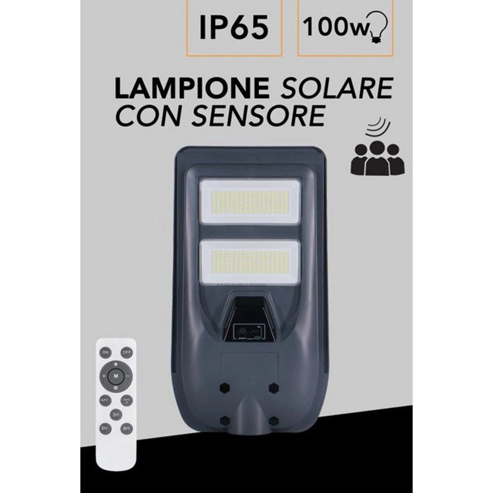 Trade Shop - Lampione Faro Led Solare 100w 160w 220w 300w Con Sensore Crepuscolare Prossimità Es-p-f -