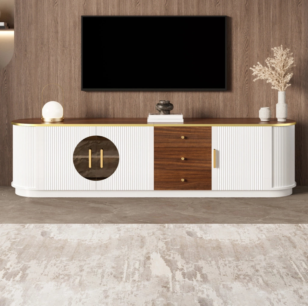 Mobile TV con 3 cassetti e 3 ante 180x40x46 cm in MDF bianco